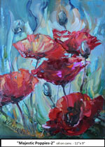 Majestic Poppies-2, Oil on Canvas